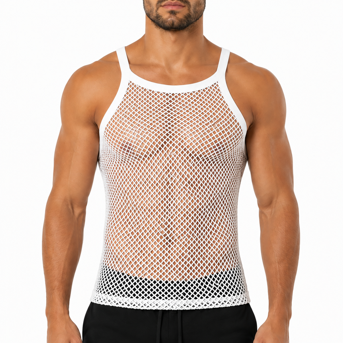 BLACK & WHITE MESH TANKTOP